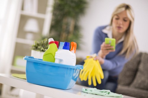 Local cleaner working in a residential NW2 apartment building